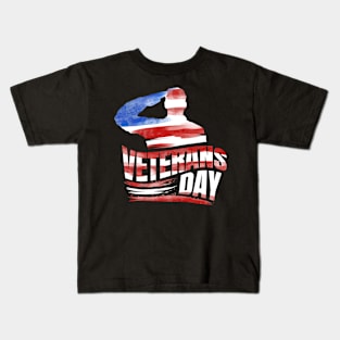 Salute For Our Troops US Flag 4th Of July Veterans Day Kids T-Shirt